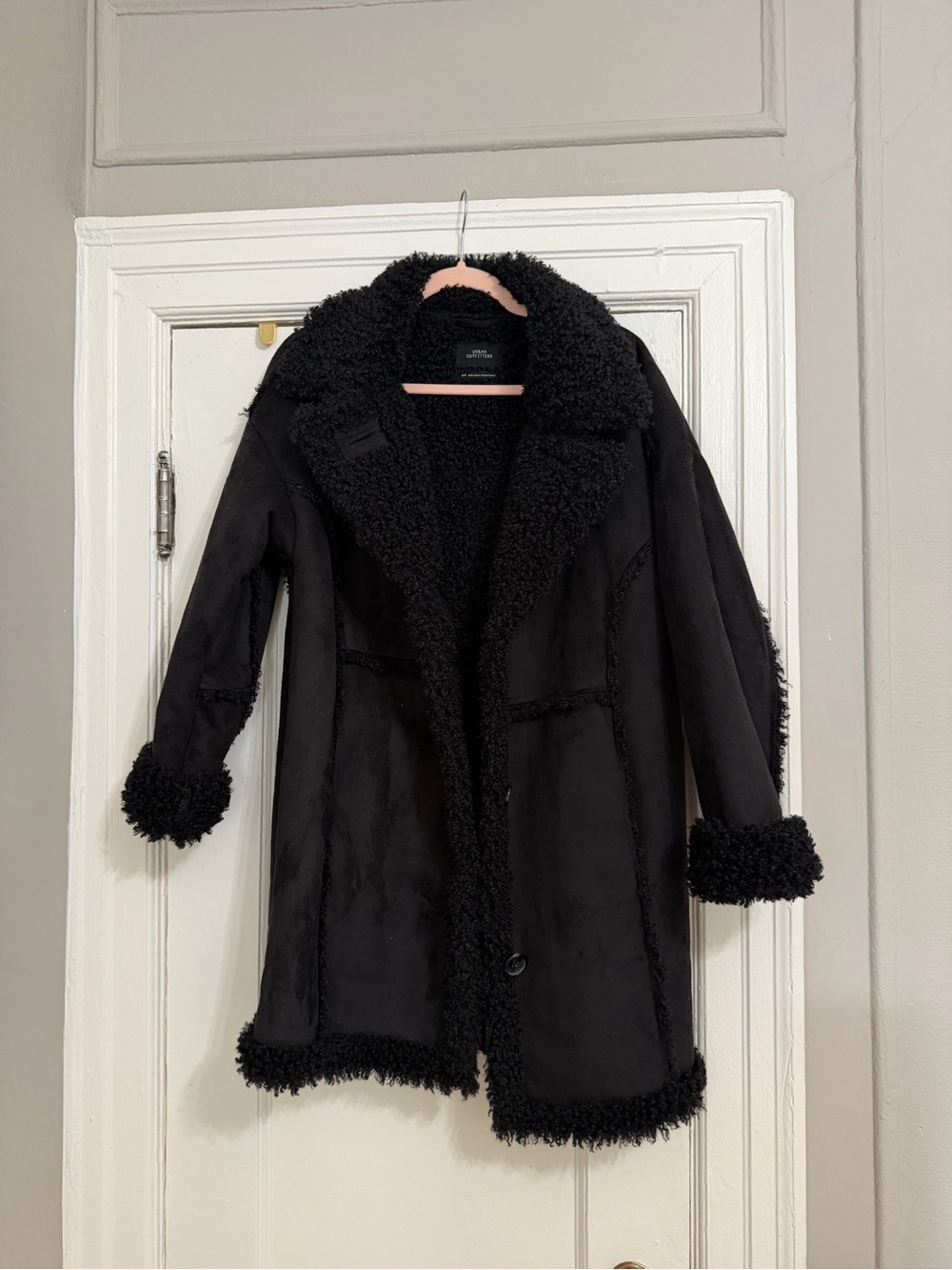 Urban Outfitters Black Faux Shearling Teddy Coat